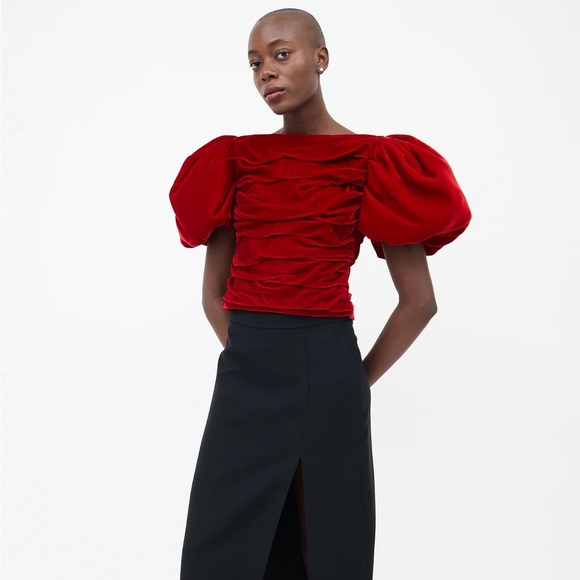 Pre-owned Khaite red velvet Kai top - Picture 2 of 4